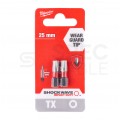 Bity udarowe do wkrętarki TORX TX25 25mm 1/4" HEX Shockwave MILWAUKEE 2szt