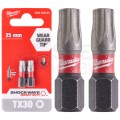 Bity udarowe do wkrętarki TORX TX30 25mm 1/4" HEX Shockwave MILWAUKEE 2szt