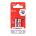 Bity udarowe do wkrętarki TORX TX50 25mm 1/4" SHOCKWAVE 2szt MILWAUKEE