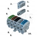 Blok rozdzielczy odgałęźny Al/Cu (max. 25mm2) na szynę TH35 brązowy SCB 25 SIMBLOCK SIMET