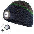Czapka robocza zimowa, jesienna z latarką LED 180lm IP43 granatowo-szaro-zielona 100% akryl Premium NEO 81-630
