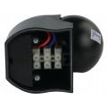 Czujnik ruchu automatyczny PIR, detektor natynkowy okrągły 1200W 230V 180st. IP44 o zasięgu działania do 12m czarny ORNO