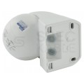 Czujnik ruchu automatyczny PIR, mini detektor natynkowy 800W 230V 180st. IP44 o zasięgu działania do 15m biały ORNO