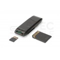 DIGITUS Czytnik kart pamięci 2-portowy HighSpeed SD / Micro SD na USB 2.0 A (wtyk) czarny