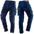 Długie spodnie monterskie, robocze wzmocnienia na kolanach DENIM jeansowe rozmiar L/52 NEO 81-228-L