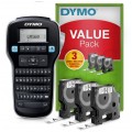 Drukarka etykiet DYMO LabelManager 160 dla biura, domu, instalatora (LM 160) [S0946320 / 2181011] + 3 oryginalne taśmy DYMO D1 12mm