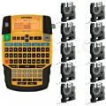 Drukarka etykiet DYMO Rhino 4200 dla elektryka, instalatora, przemysłu [s0955990] + 10 taśm DYMO IND 9mm x 5,5m (biała / czarny nadruk) [18443]