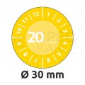 Etykiety tabliczki inspekcyjne 20__ rok okrągłe śred. 30,0mm żółte winylowe do ręcznego opisu (80 etykiet na 10 arkuszach) AVERY Zweckform 7902
