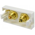 Gniazdo 2x RCA gold lutowane moduł 1M 22,5x45 biały Mediabox