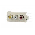 Gniazdo 3x RCA szybkozłącze moduł 1M 22,5x45 biały Mediabox