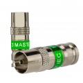 Gniazdo antenowe IEC TV kompresyjne zielone MASTER na przewód Triset-113 TC6 Trishield 3SH75 RG6