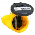 Gniazdo hermetyczne gumowe z klapką [2P+Z] Schuko 230V 16A żółto-czarne IP54 TAURUS2 na kabel do 13,0mm