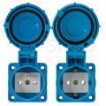 Gniazdo hermetyczne tablicowe z klapką [2P+Z] Schuko 230V 16A niebieskie IP67 do obudowy