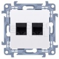 Gniazdo komputerowe LAN podwójne SIMON 10 nieekranowane UTP 2x RJ45 kat.6 białe Kontakt Simon C62.01/11