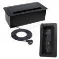 Gniazdo meblowe blatowe 2x2P+Z 16A 230V + 1xUSB A + 1xUSB C 2,1A 5V + RJ45 + HDMI 2.0 3m czarny KOMBI BOX