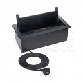 Gniazdo meblowe chowane w blat INBOX czarne podwójne 2x [2P+Z] 16A + gniazdo ładowania USB A + USB C (5V / 2,1A) + port RJ45 + port HDMI 2.0 z przewodem 1,5m
