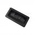 Gniazdo meblowe chowane w blat INBOX czarne podwójne 2x [2P+Z] 16A + gniazdo ładowania USB A + USB C (5V / 2,1A) + port RJ45 + port HDMI 2.0 z przewodem 1,5m