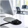 Gniazdo meblowe chowane w blat SLIDE BOX okrągłe aluminiowe pojedyncze 1x [2P+Z] Schuko 16A + gniazdo ładowania 1x USB A 1x USB C (5V / 3,4A) z przewodem 1,9m