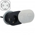 Gniazdo meblowe chowane w blat SLIDE BOX okrągłe aluminiowe pojedyncze 1x [2P+Z] Schuko 16A + gniazdo ładowania 1x USB A 1x USB C (5V / 3,4A) z przewodem 1,9m