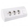 Gniazdo meblowe narożne CORNER BOX białe potrójne 3x [2P+Z] Schuko 16A z przewodem 1,8m