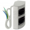 Gniazdo meblowe narożne CORNER BOX szare podwójne 2x [2P+Z] Schuko 16A z przewodem 0,5m