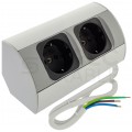Gniazdo meblowe narożne CORNER BOX szare podwójne 2x [2P+Z] Schuko 16A z przewodem 0,5m