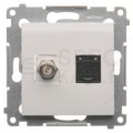 Gniazdo multimedialne SIMON 54 antenowy SAT typ F + komputerowe LAN RJ45 kat.6 białe Kontakt Simon DASFRJ45.01/11