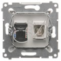 Gniazdo multimedialne SIMON 54 antenowy SAT typ F + komputerowe LAN RJ45 kat.6 białe Kontakt Simon DASFRJ45.01/11