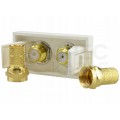 Gniazdo RTV IEC męskie + żeńskie gold moduł 1M 22,5x45 biały Mediabox