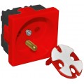 Gniazdo zasilające 230V [2P+Z] 2M 45x45 z kluczem czerwone Mediabox Alantec