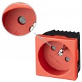 Gniazdo zasilajace DATA 230V 16A [2P+Z] 2M 45x45 czerwone z przesłonami Mediabox