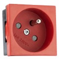 Gniazdo zasilajace DATA 230V 16A [2P+Z] 2M 45x45 czerwone z przesłonami Mediabox