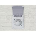 Gniazdo zasilające pojedyncze natynkowe hermetyczne IP44 szare z klapką [2P+Z] 16A Koala ViPlast