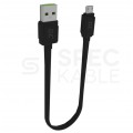 GREEN CELL Kabel USB 2.0 typ A / micro-B (wtyk / wtyk) Quick Charge 3.0 płaski czarny 0,25m