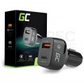 Green Cell Ładowarka samochodowa USB Quick Charge 3.0 + USB typ-C Power Delivery (30W)