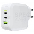 Green Cell Ładowarka sieciowa 3x USB [2x USB-C Power Delivery 65W (20V / 3,25A) + 1x Quick Charge 18W (20V / 1,8A)] 65W biała