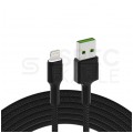 GREEN CELL RAY LED z białym podświetleniem Kabel USB 2.0 typ-A / Lightning 8-pin (wtyk / wtyk) 2.4A czarny 2m