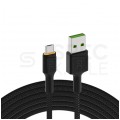 GREEN CELL RAY LED z żółtym podświetleniem Kabel USB 2.0 typ-A / micro-B (wtyk / wtyk) Quick Charge 3.0 czarny 1,2m