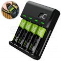 Green Cell Zestaw Ładowarka akumulatorów 4x Ni-MH (R03 AAA / R6 AA) VitalCharger + 4 akumulatorki Ni-MH [R6 AA] 2000mAh