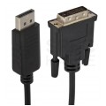 Kabel DisplayPort 1.2 / DVI-D Single Link FHD@60 (wtyk / wtyk) czarny 3m LANBERG