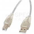Kabel drukarkowy USB 2.0 A / B (wtyk / wtyk) transparentny ferryt 3m LANBERG