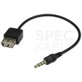 Kabel OTG Adapter USB 2.0 A / mini Jack 3,5mm 4-polowy (gniazdo / wtyk) 20cm