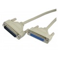 Kabel przedłużacz do portu LPT (D-Sub 25-pin) szeregowy / równoległy (wtyk / gniazdo) 2m