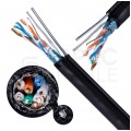 Kabel sieciowy F/UTP kat.5e skrętka 4x2x0,51mm zewnętrzny suchy z linką nośną PE czarny Alantec