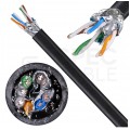 Kabel sieciowy S/FTP kat.7 skrętka 4x2x0,46mm wewnętrzny bezhalogenowy LSOH czarny linka Telegärtner