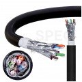 Kabel sieciowy S/FTP kat.7 skrętka 4x2x0,57mm zewnętrzny żelowany PE czarny Satec
