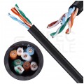 Kabel sieciowy U/UTP kat.5 skrętka 4x2x0,58mm wewnętrzny PVC czarny linka Telegärtner