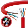 Kabel sieciowy U/UTP kat.5e skrętka 4x2x0,48mm wewnętrzny PVC czerwony linka Alantec