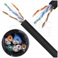 Kabel sieciowy U/UTP kat.5e skrętka 4x2x0,5mm zewnętrzny suchy PE czarny NEKU