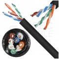 Kabel sieciowy U/UTP kat.5e skrętka 4x2x0,5mm zewnętrzny żelowany PE czarny NEKU